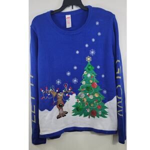 Holiday Time Christmas Sweater XX-Large Ugly Festive Fun Christmas Lights Up Top